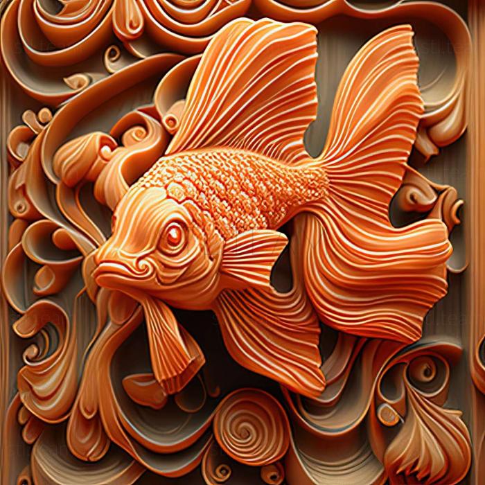 3D model Curly  gilled goldfish fish (STL)